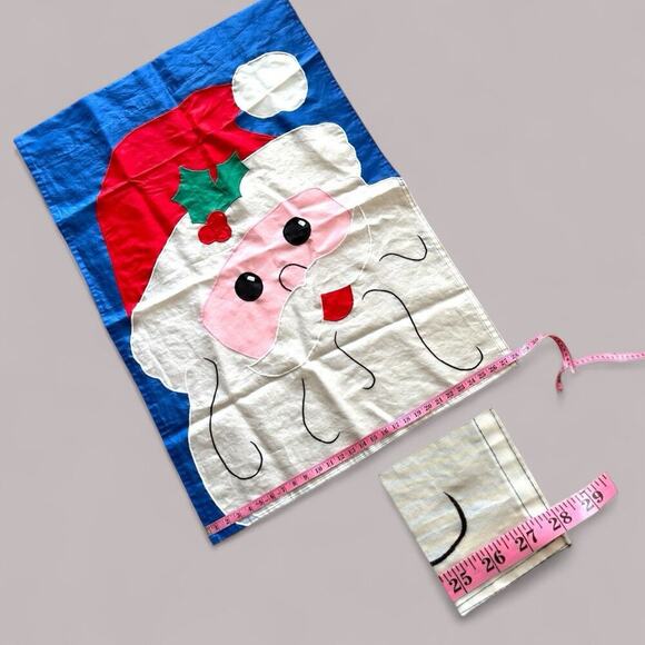 Santa Christmas Flag 28"x40" Garden House Yard Porch 1994 Holly - Picture 3 of 3